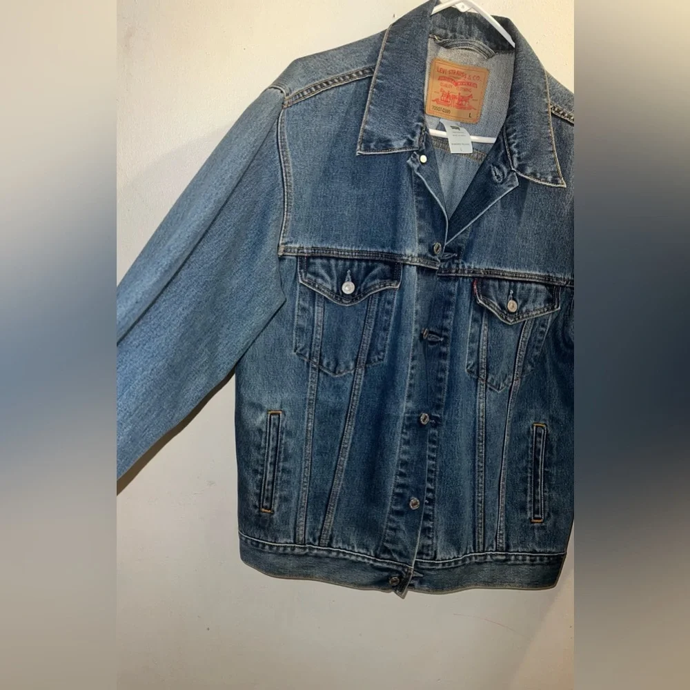 Levi Strauss Signature Standard Trucker  Jean Blue Denim Jacket Men's Size Lg. - Picture 4 of 11
